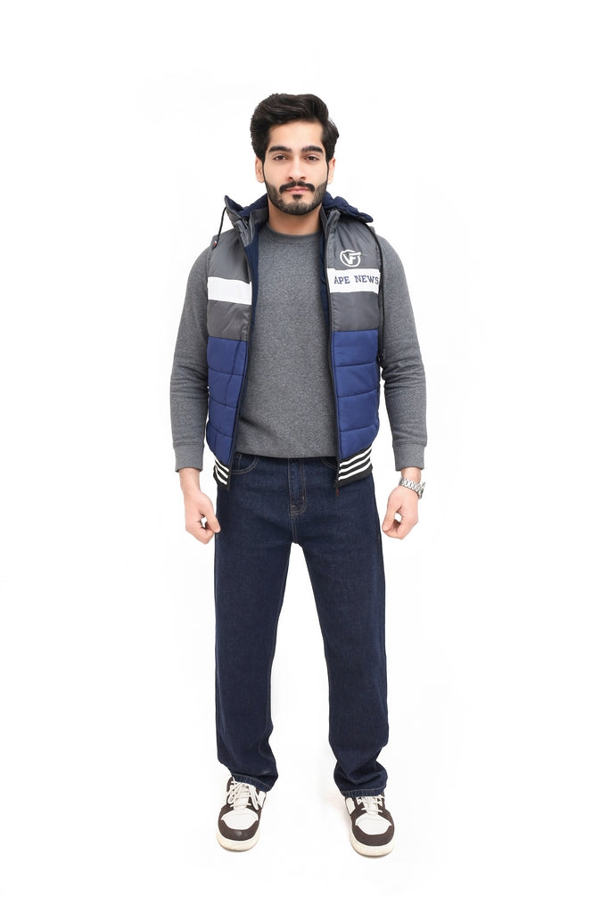 Men’s Grey & Blue Half Sleeve Jacket