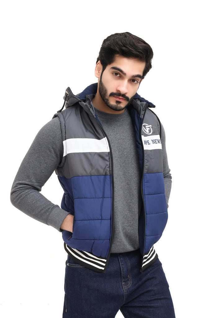 Men’s Grey & Blue Half Sleeve Jacket