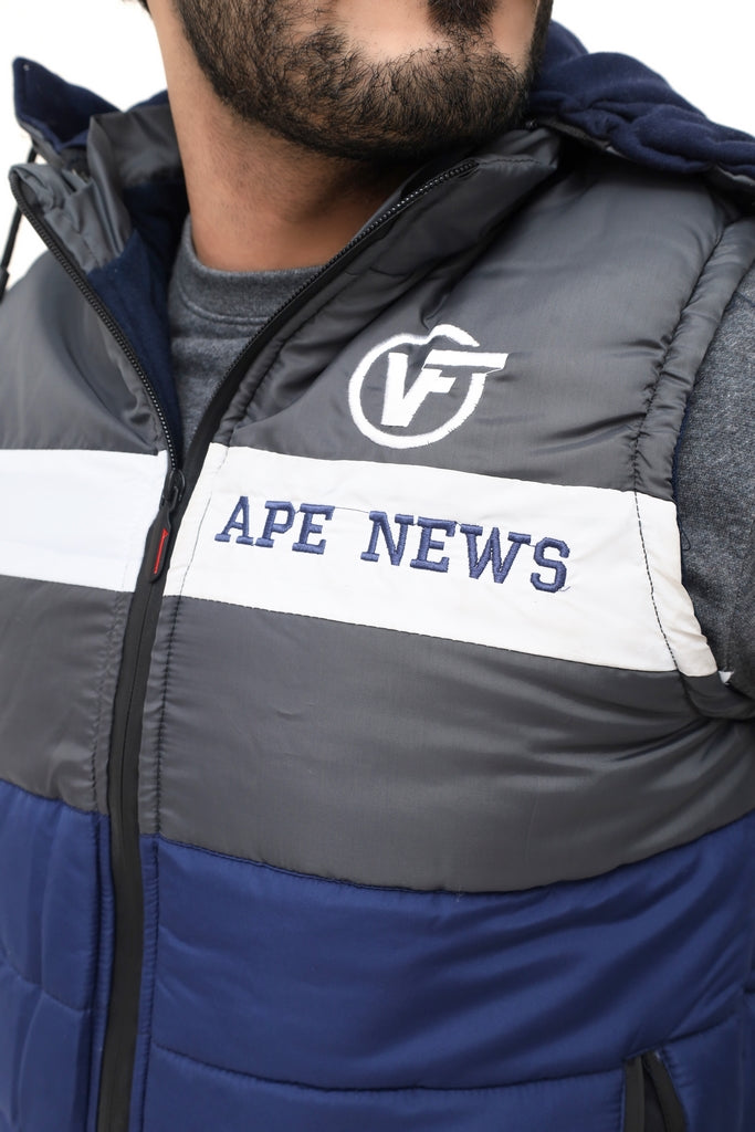 Men’s Grey & Blue Half Sleeve Jacket